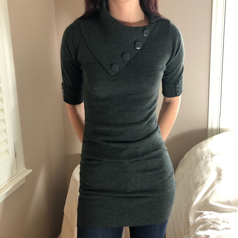 NWOT Deifik Gray Button Turtle Sweater